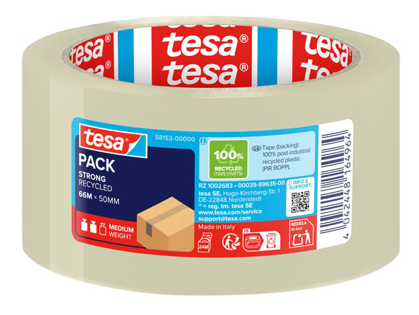 Tesapack Eco & Strong - Förpackningstejp - 50 mm x 66 m - polypropylen - genomskinlig