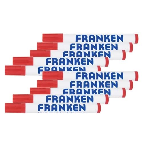 Franken Z1902 01, 10 styck, Röd, Rund spets, Röd, Vit, 2 mm, 6 mm