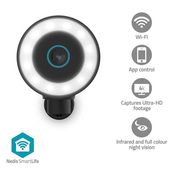 Nedis SmartLife - Nettverksovervåkingskamera - panne - kule - utendørs - vanntett - farge (Dag og natt) - 8 MP - 3840 x 2160 - 4K - lyd - trådløs -...