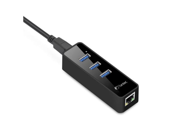Fantec UMP-3UE1000 nätverksadapter USB3.0 Gigabit Ethernet x1 + USB3.0 x3 - svart (1959)