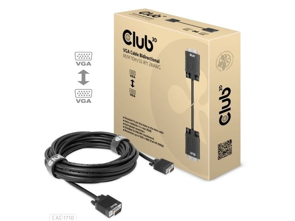 Club 3D D-Sub (VGA) - D-Sub (VGA) kaapeli 10m musta (500716)