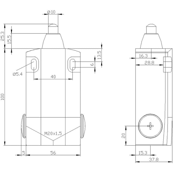 Siemens 3SE51620EC02 3SE5162-0EC02 Asentokytkin 6 A, kupumäinen iskuri, ruostumattomasta teräksestä valmistettu iskuri, IP66, IP67, 1 kpl, metalli,...