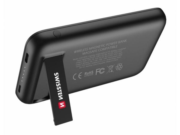 Swissten 22013970, 5000 mAh, Langaton lataaminen, Musta