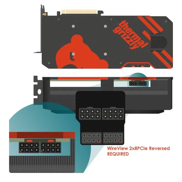 Thermal Grizzly WireView GPU, 2x 8-nastainen PCIe - käänteinen
