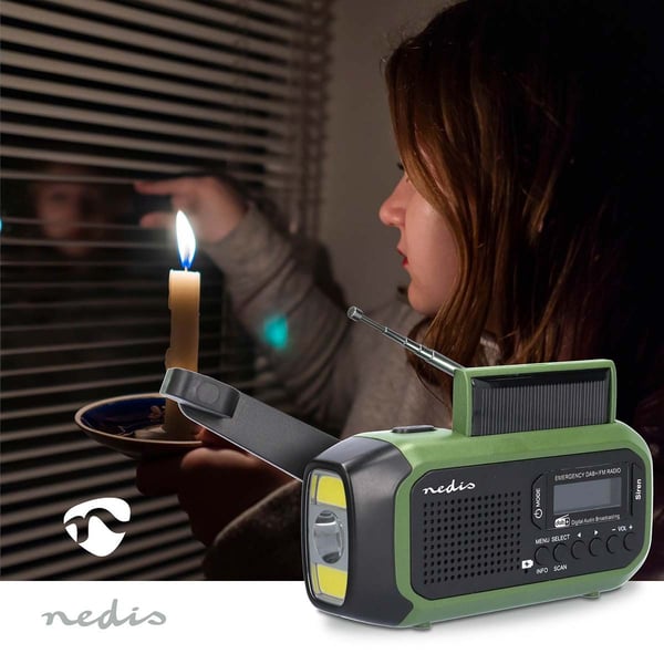 Nedis RDDBCR2000GN hätäradio DAB+ FM, vihreä/musta
