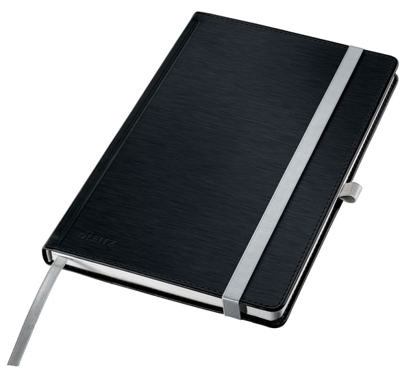 Leitz Style - Notisbok - eskebundet - A5 (145 x 210 mm) - 80 ark / 160 sider - elfenbenspapir - vanlig - satengsvart omslag