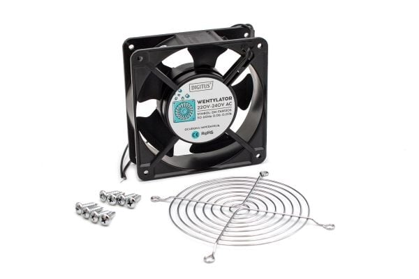 Digitus DN-FAN120S-KIT, Avkjølingsvifte, Sort, 288 m³/t, -20 - 80 °C, AC, 220 V