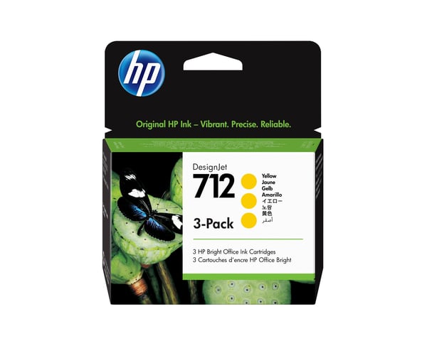 HP 712 DesignJet blekkpatron gul 3-pk 29 ml for T210/T230/T250/T630/T650