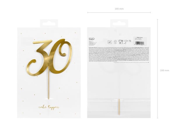 PartyDeco KPT62-30-019, Tårta, Guld, 20,5 cm, 180 mm, 280 mm, Blåsa