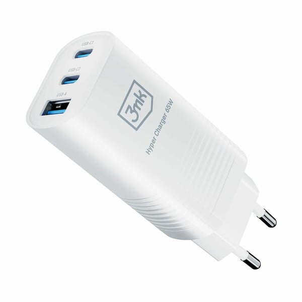3MK Hyper Charger 65 W vegglader 2x USB-C + 1x USB-A, hvit