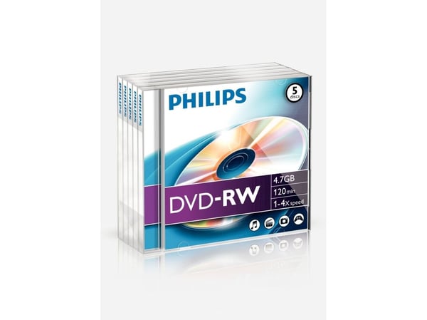 Philips DN4S4J05F - 5 x DVD-RW - 4,7 GB (120min) 1x - 4x - cd-levyt