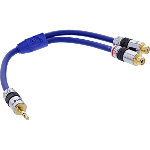 InLine 89941P, 2 x RCA, Hankjønn, 3.5mm, Hunkjønn, 0,25 m, Blå
