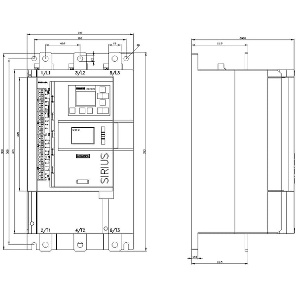 Siemens 3RW5544-2HA06 3RW55442HA06 Pehmeäkäynnistin Moottorin teho 400 V:llä 132 kW Moottorin teho 230 V:llä 75 kW 200 V, 690 V Nimivirta 250 A, IP...
