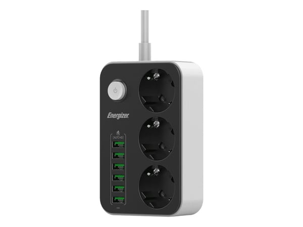 Energizer EPB2500W01EU, 2 m, Sisätila, Valkoinen, musta, 3 AC-pistorasia(a), 100 - 250 V, 2500 W