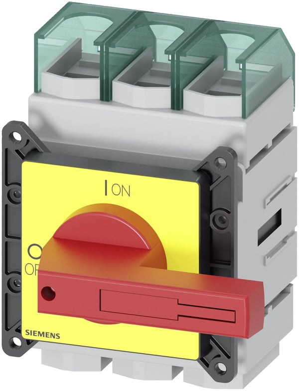 Siemensin kuormakytkin, punainen, keltainen, 3-napainen, 185 mm², 160 A, 690 V/AC, 3LD23050TK13, 3P, IP65, 169 mm, 220 mm, 305 mm, 200 mm