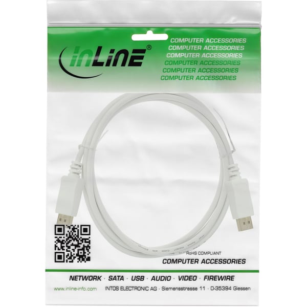 InLine 17205W, 5 m, DisplayPort, DisplayPort, Hankjønn, Hankjønn, 7680 x 4320 piksler