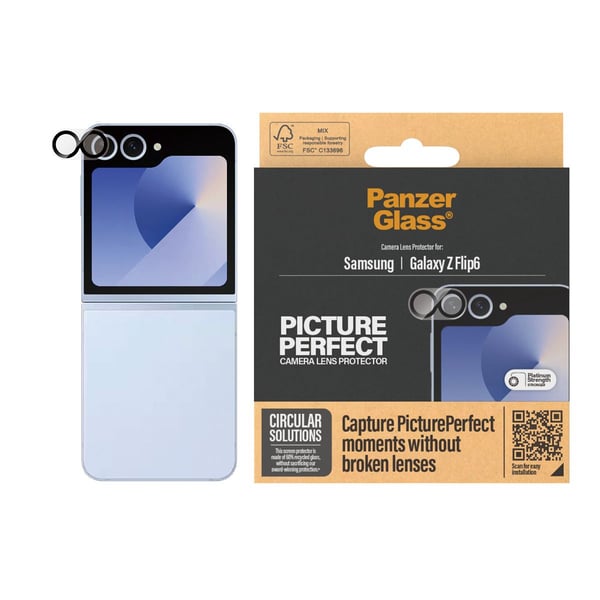 PanzerGlass ® PicturePerfect Camera Lens Protector Samsung Galaxy Z Flip6, Samsung, Samsung - Galaxy Z Flip6, Asennus kuivana, Naarmuuntumisenkestä...