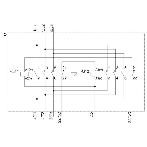 Siemens 3RA2315-8XB30-1BW4 kääntökatkaisijayhdistelmä, 3 sulkevaa kosketinta, 690 V/AC, 6,1 A, 1 kpl, 68 mm, 73 mm, 93,5 mm, 77,5 mm, 605 g, 1 kpl