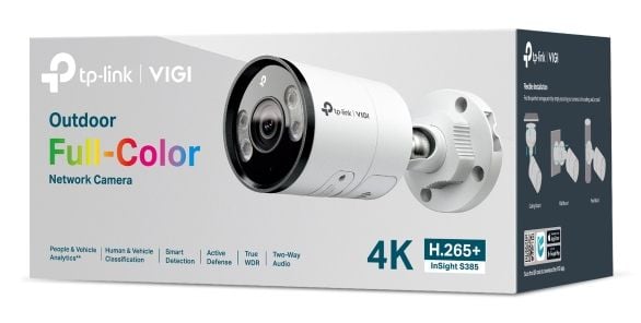 TP-Link INSIGHT S385, IP-säkerhetskamera, Utomhus, Kabel, 85 m, 120 dB, Vägg