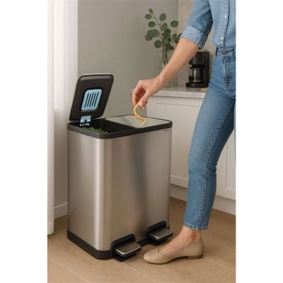 MAUL søppelbøtte MAULcycle 20l + 20l rustfritt stål