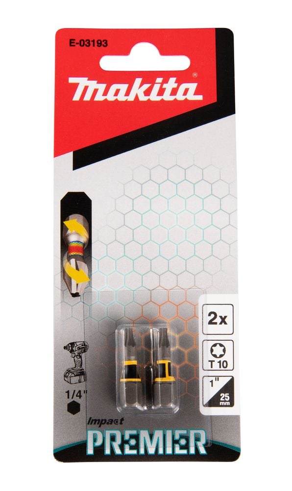 Makita Impact Premier - Impact screwdriver bit - 2 delar - torx - T10 - hexagonalt - längd: 25 mm - för P/N: E-03399, E-03408