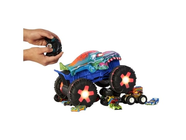 Hot Wheels Monster Trucks Mega-Wrex Alive, paristoilla toimiva kauko-ohjattava ajoneuvo mittakaavassa 1:15, interaktiiviset valot ja äänet, Ajoneuv...