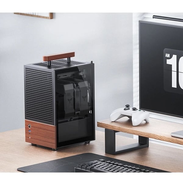 Jonsbo T6, Midi Tower, PC, musta, Puu, ITX, Terästä, Lasi, Alumiini, Pelaaminen