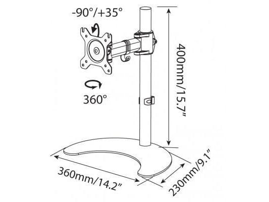 Techly ICA-LCD-3400 skärmstativ 13–27" 400 mm höjd, svart