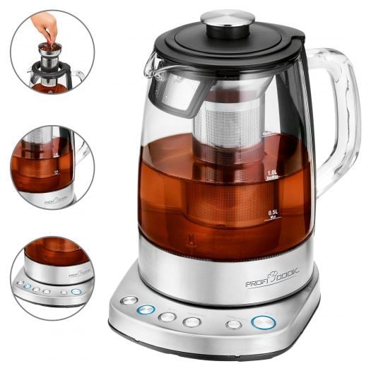 ProfiCook PC-WKS 1167G, Marja, Ruostumaton teräs, Ruostumaton teräs, 1,5 L, 12 kuppia, Painikkeet, 120 min