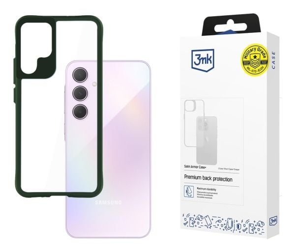 3MK Satin Armor Case+, Etui, Samsung, Galaxy A35 5G, 16,8 cm (6.6"), Grønn, Gjennomsiktig