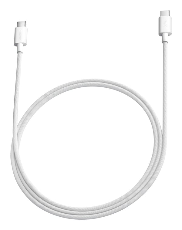 Xiaomi - USB-kabel - USB-C (hann) til USB-C (hann) - 3 A - 1 m - braided, Hurtiglading opptil 60W, fleksibel - hvit