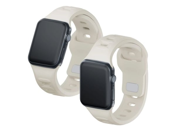 3MK 5903108565646, Kellon hihna, Apple, Watch series 1/2/3/4/5/6/7/8/9/SE/Ultra, Silikoni, Ruostumaton teräs, Valkoinen, 38/40/41 mm