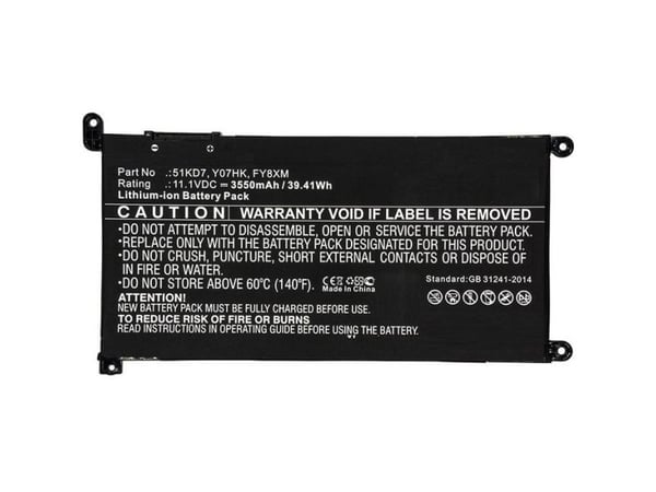 CoreParts - Batteri til bærbar PC (tilsvarer: Dell 07T0D03, Dell 16DPH, Dell 51KD7, Dell FY8XM, Dell JPFMR, Dell Y07HK, Dell YWD3C) - 11,1V - litiu...