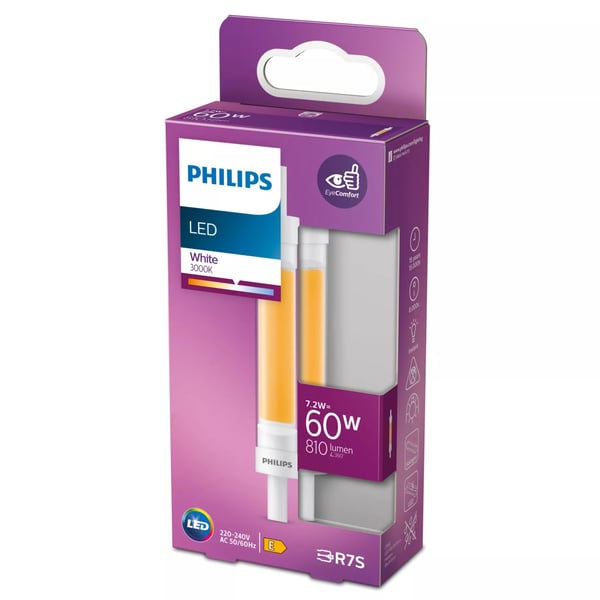 Philips - LED-lyspære - R7s - 7.2 W (ekvivalent 60 W) - klasse E - hvitt lys - 3000 K