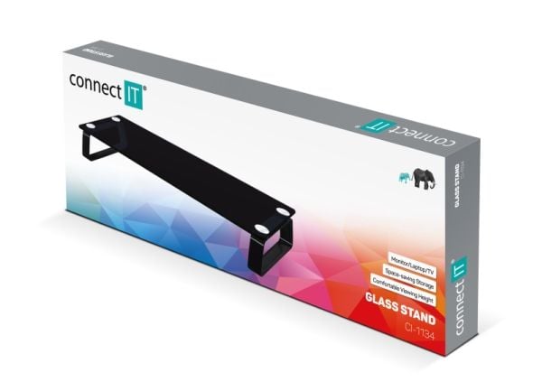 Connect IT CI-1134, Svart, Multimediastativ, Aluminium, Metall, Plast, Härdat glas, 20 kg, 80 mm, 560 mm