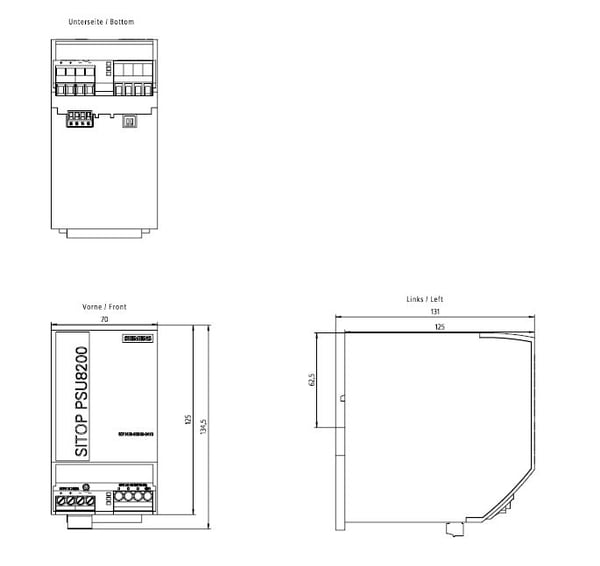 Siemens 6EP3436-8SB00-0AY0, inomhus, IP20, Multifärg, CE, RoHS, REACH, 70 mm, 125 mm