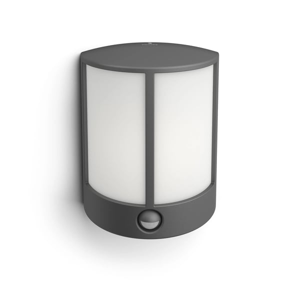 Philips myGarden Stock IR - Vägglampa - LED - 6 W (motsvarande 47 W) - varmt vitt ljus - halv lykta - antracitgrå