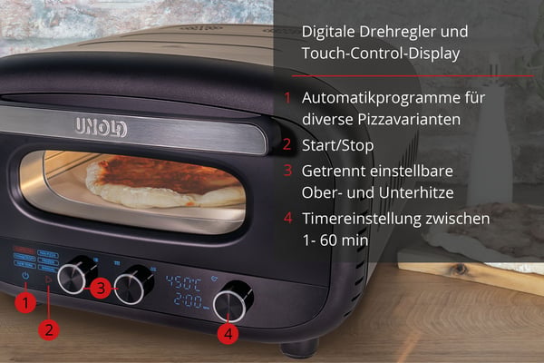 Vanha 68805, 1 pizza(a), musta, ruostumaton teräs, 30 cm, digitaalinen, 450 °C