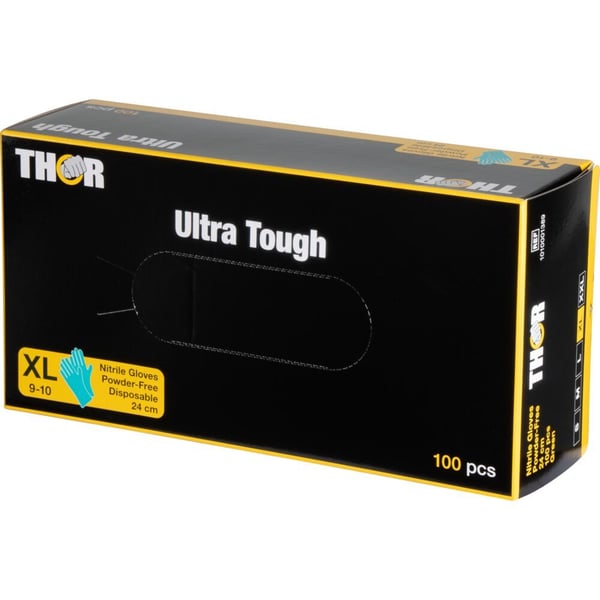 Engangshanske, THOR Ultra Tough, XL, grønn, nitril, pudderfri - (100 stk.)
