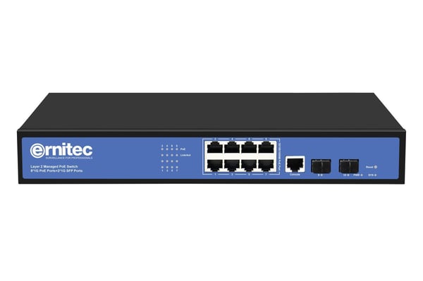 Ernitec - Switch - Styrt - 8 x 10/100/1000 (PoE) + 2 x Gigabit SFP - stasjonær, rackmonterbar - PoE