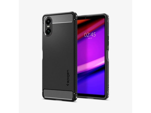 Spigen Rugged Armor - Baksidesskydd för mobiltelefon - termoplastisk polyuretan (TPU) - svart - för Sony XPERIA 10 IV
