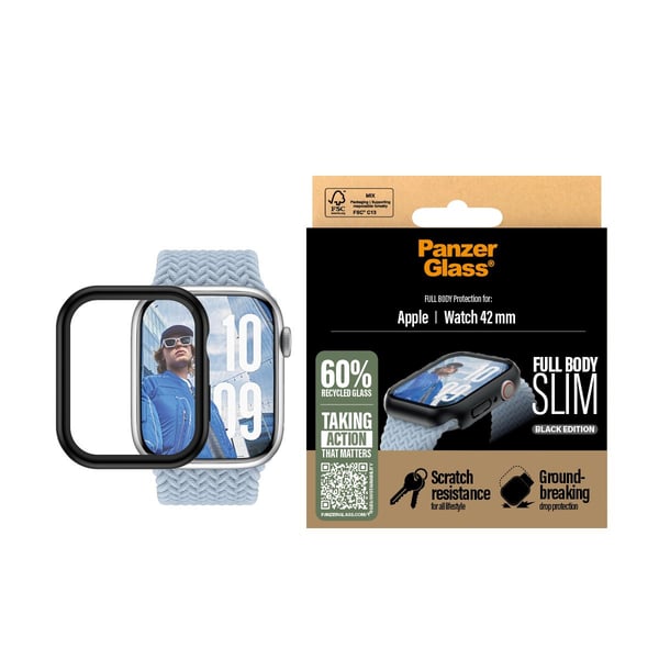 PanzerGlass - Black Edition - stötsskydd för smartwatch - helkropp, slim - allerglas (mikrofraktur2023), PET (Polyethylene Terephthalate), 100 % åt...