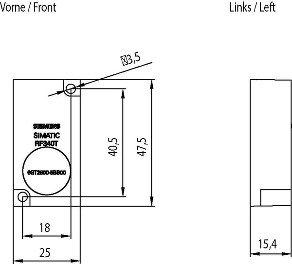 Siemens 6GT2800-4BB00 HF-IC - Transponder, 13.56 MHz, 15 mm, 13 mm, 73 mm, 20 mm, 14 g