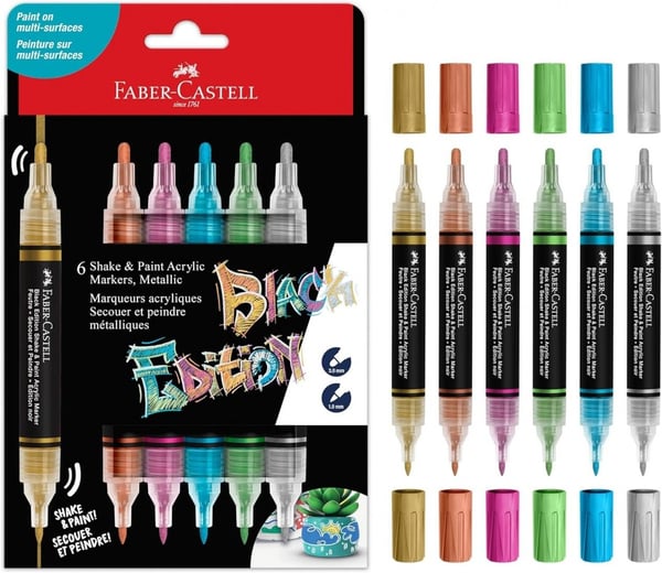 Faber-Castell Black Edition akryltusj - Shake & Paint - 6 stk.