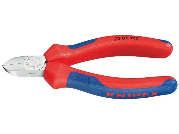 Knipex 72 02 125, Diagonal tang, Kromvanadiumstål, Plast, Blå, Rød, 125 mm, 109 g