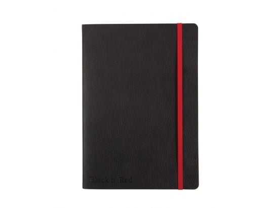 Oxford BLACK N´RED A5 notatbok, linjert, svart mykt omslag