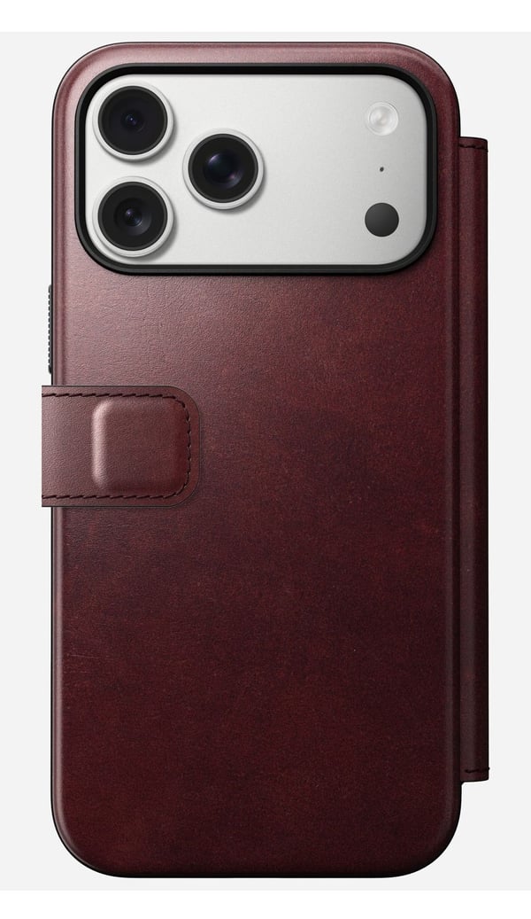 Nomad Modern Leather Folio deksel til iPhone 17 Pro Max, burgunder