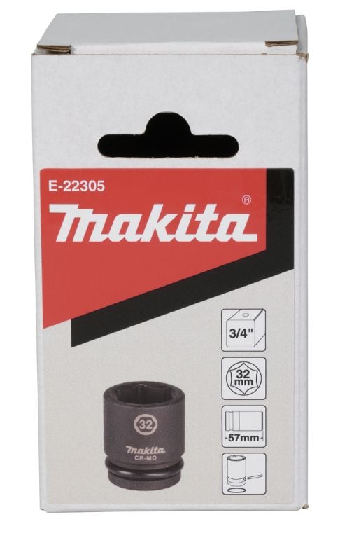 Makita E-22305, Slaghylsa, Svart, 1 huvuden, 3/8", Metrisk, 32 mm
