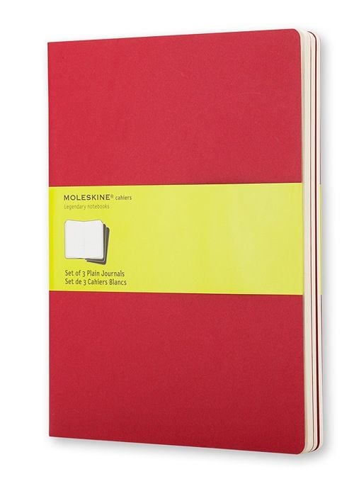 Moleskine Cahier Journal XL, olinjerad, mjukt omslag Cranberry Red (set med 3)