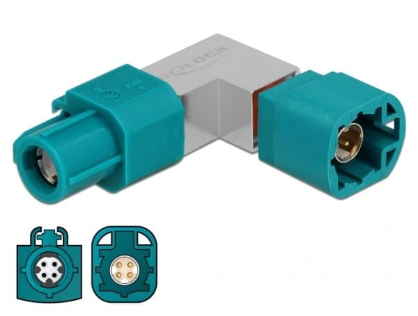 Delock - Data-adapter - HSD Z hunn til HSD Z hann - RAL 5021, vannblå - vinklet